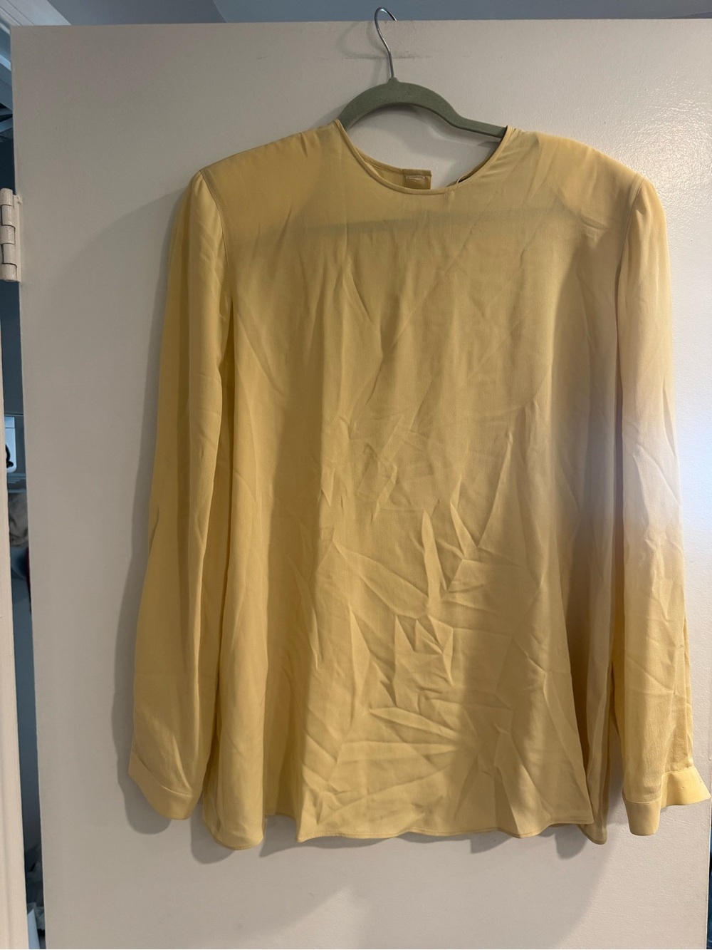 Vintage Giorgio Armani Butter Yellow 100% Silk Button-Back Shirt Size 48